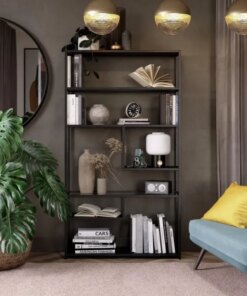 DHP Moriah Bookcase ÃtagÃ¨re, Living Room & Home Office, Black/Black Marble